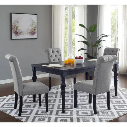 Classic Style Dining Set with Rectangular Table and Button Tufted Upholstered Chairs