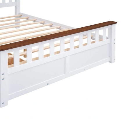 Queen Wooden Platform Bed with Drawers, Headboard, and Footboard