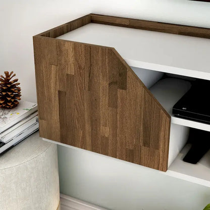 DH BASIC Transitional White 61-inch Two-tone 4-Shelf Floating TV Stand by Denhour