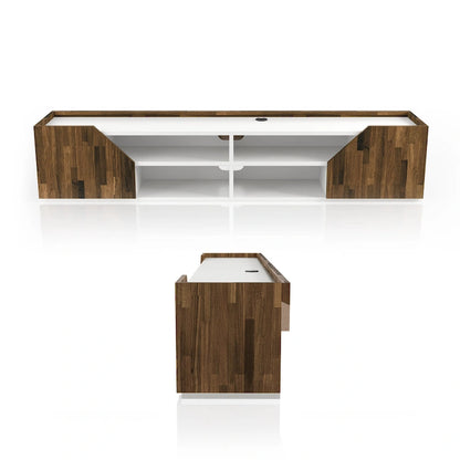 DH BASIC Transitional White 61-inch Two-tone 4-Shelf Floating TV Stand by Denhour