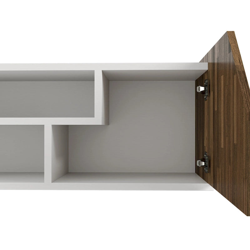 DH BASIC Transitional White 61-inch Two-tone 4-Shelf Floating TV Stand by Denhour