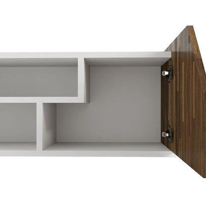 DH BASIC Transitional White 61-inch Two-tone 4-Shelf Floating TV Stand by Denhour