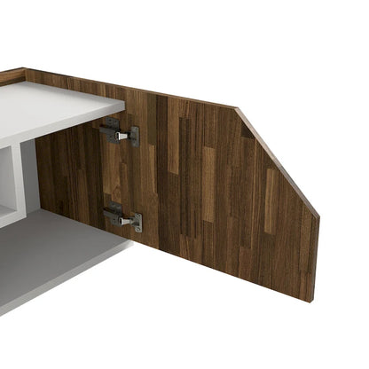 DH BASIC Transitional White 61-inch Two-tone 4-Shelf Floating TV Stand by Denhour