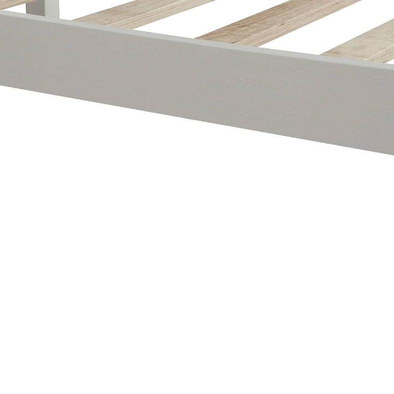 Perfectly Simple Platform Bed Frame with Wooden Slat Support and Attached Headboard, Crafted in Pine