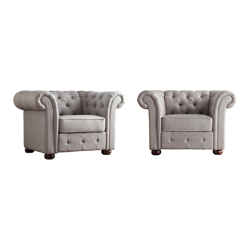 Gdansk Tufted Scroll Arm Chesterfield Chair