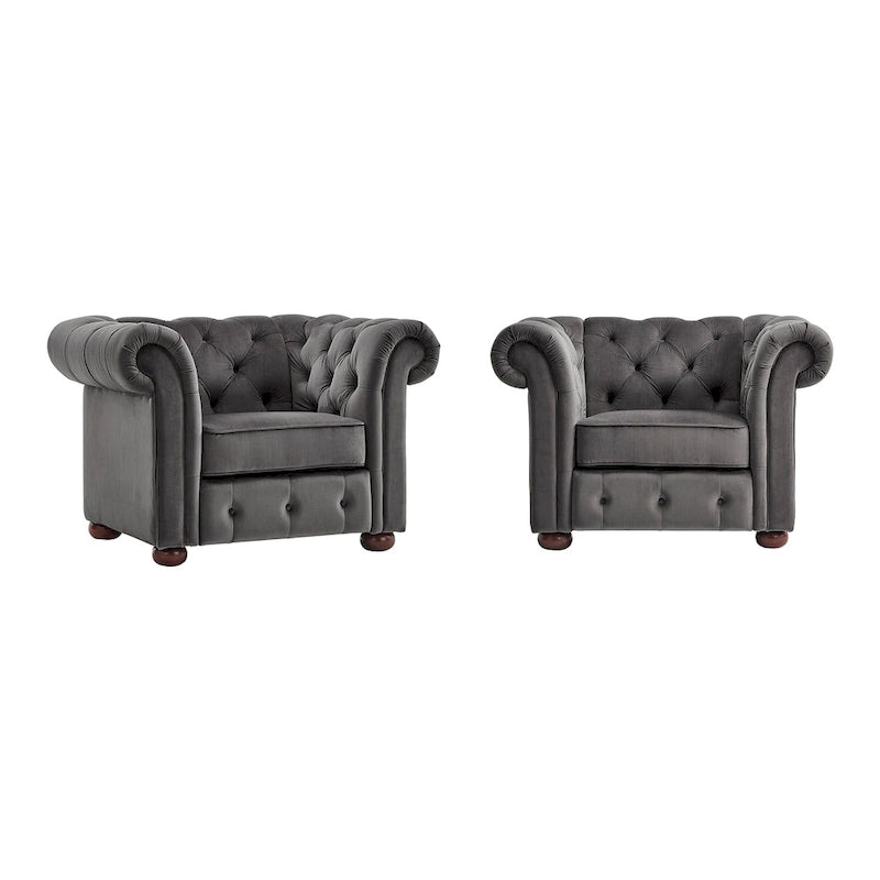 Gdansk Tufted Scroll Arm Chesterfield Chair