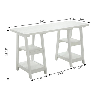 Convenience Concepts Designs2Go Double Trestle Desk with Shelves