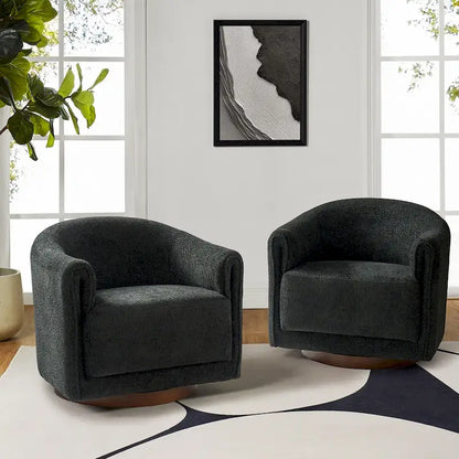 Jeffrey Transitional Comfortable Upholstered Swivel Chair Set of 2 by HULALA HOME