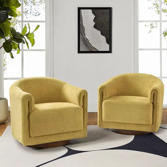 Jeffrey Transitional Comfortable Upholstered Swivel Chair Set of 2 by HULALA HOME