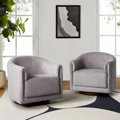 Jeffrey Transitional Comfortable Upholstered Swivel Chair Set of 2 by HULALA HOME
