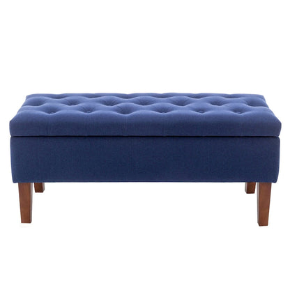 Porthos Home Ugo Fabric Storage Ottoman Bench with Rubberwood Legs