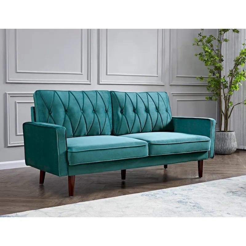 Feemster 69.3 Wide Velvet Tufted Cushion Back Sofa
