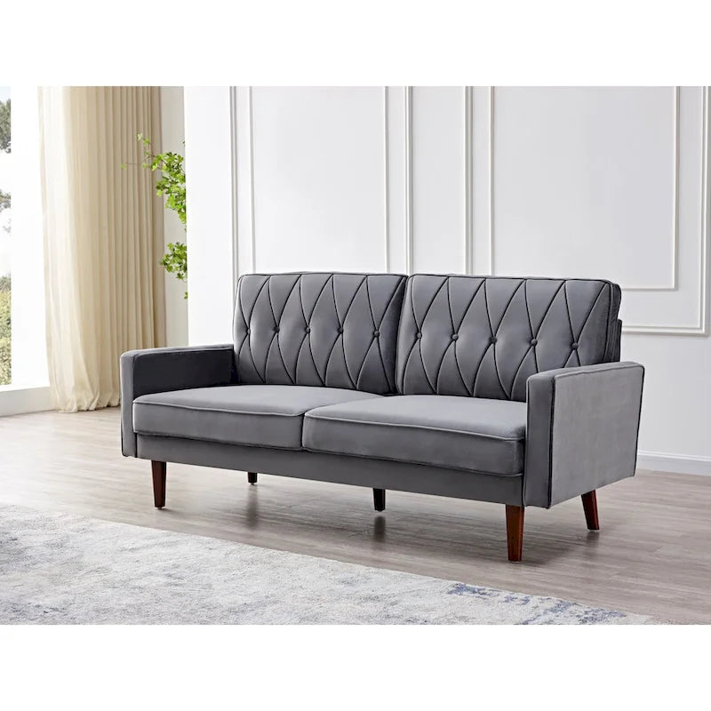 Feemster 69.3 Wide Velvet Tufted Cushion Back Sofa