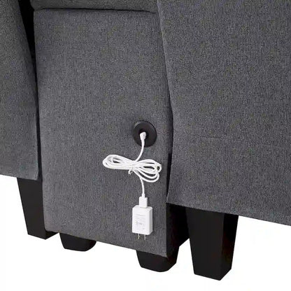 Upholstered Sofa with Console, 2 Cupholders and 2 USB Ports Wired or Wirelessly Charged