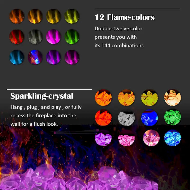 Entertainment Center with Fireplace Option:2 Flame Modes1500W 68.9W