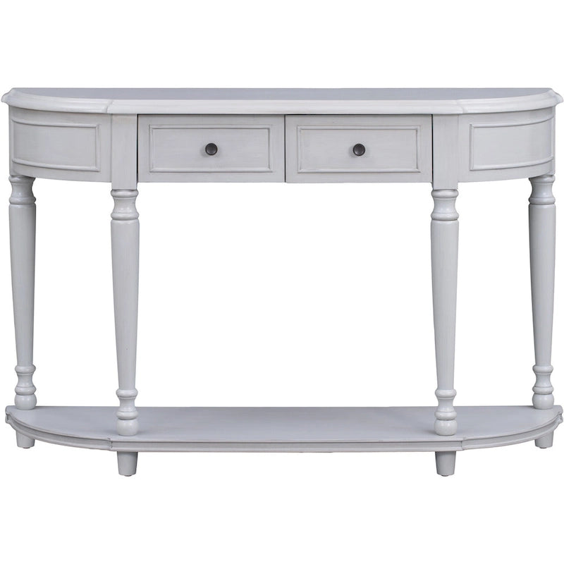 Retro Circular Curved Design Console Table with Open Style Shelf