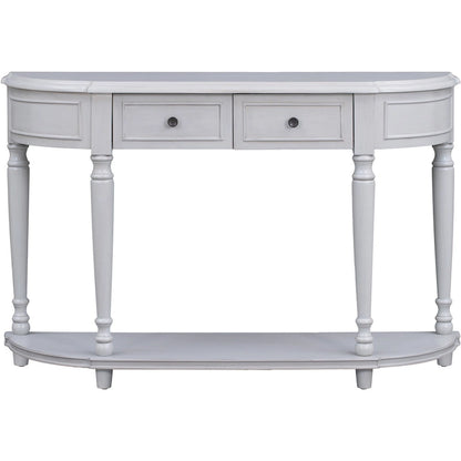 Retro Circular Curved Design Console Table with Open Style Shelf