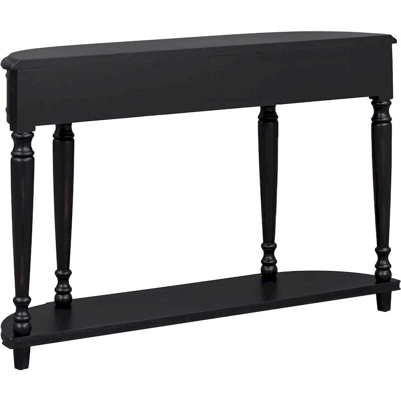 Retro Circular Curved Design Console Table with Open Style Shelf