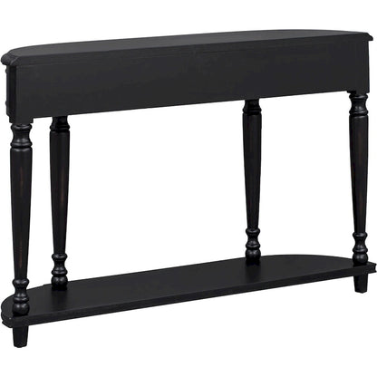 Retro Circular Curved Design Console Table with Open Style Shelf