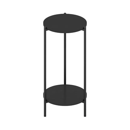 Furinno Besi 2-Tier Modern Tall Round Side End Table with Sturdy Metal Legs, Americano