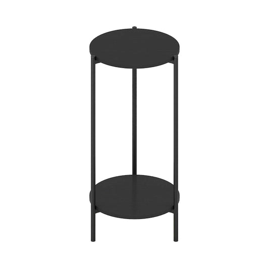 Furinno Besi 2-Tier Modern Tall Round Side End Table with Sturdy Metal Legs, Americano