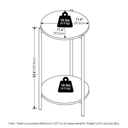 Furinno Besi 2-Tier Modern Tall Round Side End Table with Sturdy Metal Legs, Americano