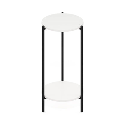 Furinno Besi 2-Tier Modern Tall Round Side End Table with Sturdy Metal Legs, Americano