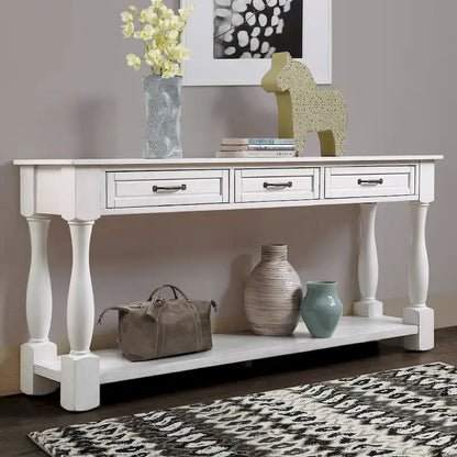 63inch Long Wood Console Table with 3 Drawers