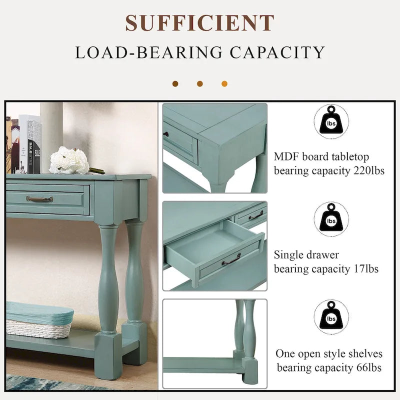 63inch Long Wood Console Table with 3 Drawers