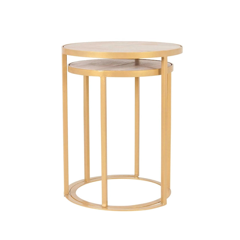 Natural Wood And Iron Nesting Accent Tables (Set of 2) by East at Main