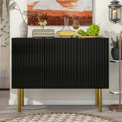 Entryway Sideboard Table Side Table Cabinet with Gold Metal Legs - 47.2L x 16.5W x 36.6H