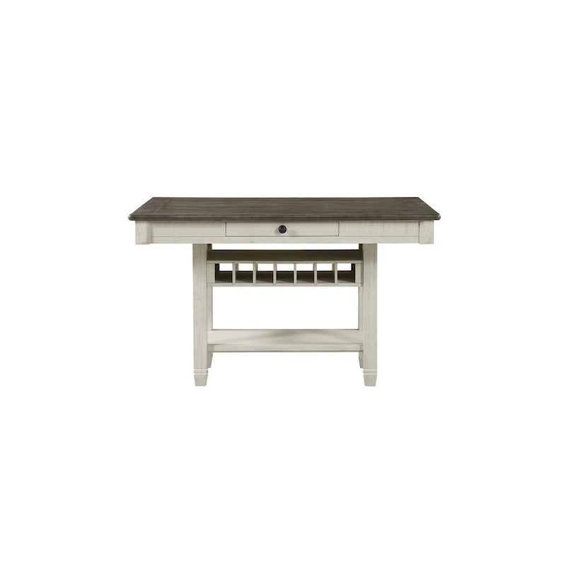 Moreen White Gray Fabric Storage Counter Height Set