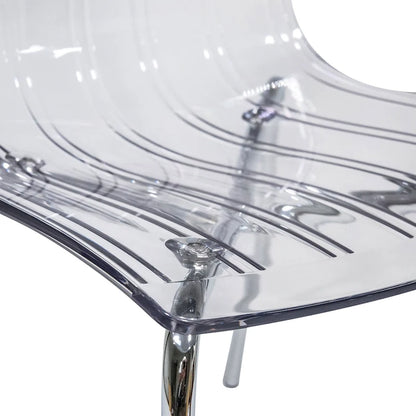 Ralph Acrylic Plastic Dining Chair (Set of 2) Chrome Metal Legs Modern Transparent Accent Side Chair for Dining Room & Kitchen