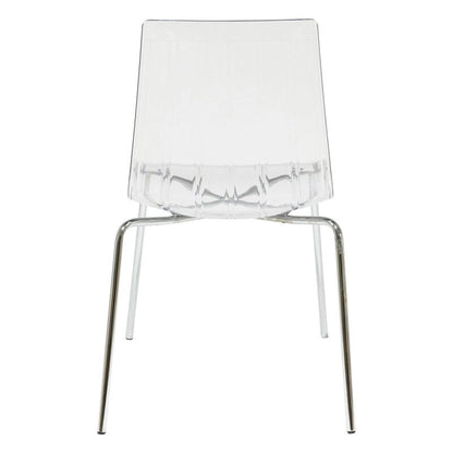 Ralph Acrylic Plastic Dining Chair (Set of 2) Chrome Metal Legs Modern Transparent Accent Side Chair for Dining Room & Kitchen