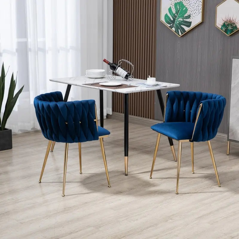 SEYNAR Modern Glam Velvet Dining Side Chair Set of 2 with Gold Metal Frame