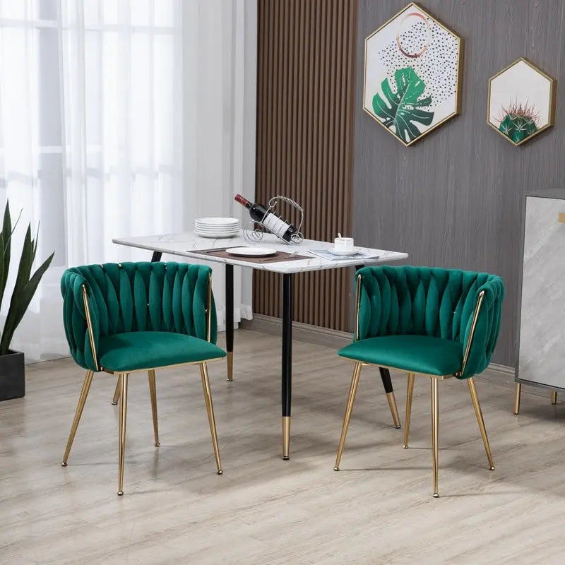 SEYNAR Modern Glam Velvet Dining Side Chair Set of 2 with Gold Metal Frame