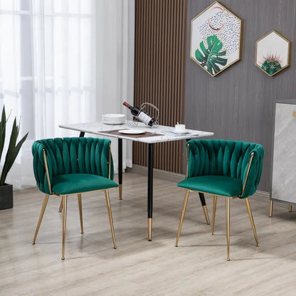 SEYNAR Modern Glam Velvet Dining Side Chair Set of 2 with Gold Metal Frame