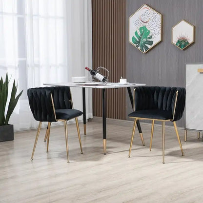 SEYNAR Modern Glam Velvet Dining Side Chair Set of 2 with Gold Metal Frame