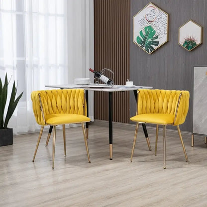 SEYNAR Modern Glam Velvet Dining Side Chair Set of 2 with Gold Metal Frame