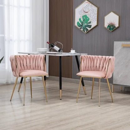 SEYNAR Modern Glam Velvet Dining Side Chair Set of 2 with Gold Metal Frame