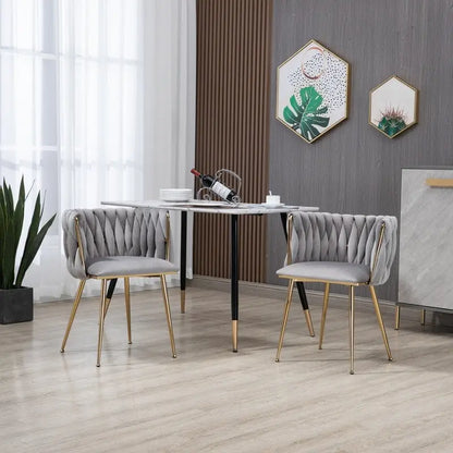 SEYNAR Modern Glam Velvet Dining Side Chair Set of 2 with Gold Metal Frame