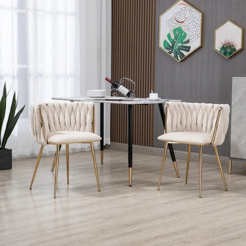 SEYNAR Modern Glam Velvet Dining Side Chair Set of 2 with Gold Metal Frame