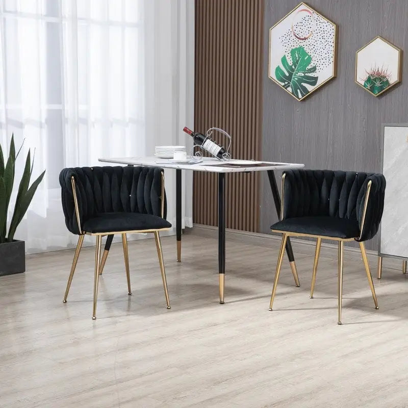 SEYNAR Modern Glam Velvet Dining Side Chair Set of 2 with Gold Metal Frame