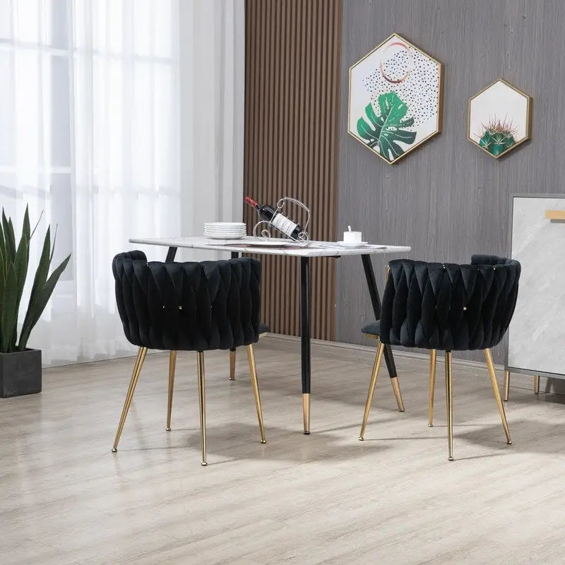 SEYNAR Modern Glam Velvet Dining Side Chair Set of 2 with Gold Metal Frame