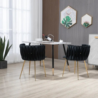 SEYNAR Modern Glam Velvet Dining Side Chair Set of 2 with Gold Metal Frame