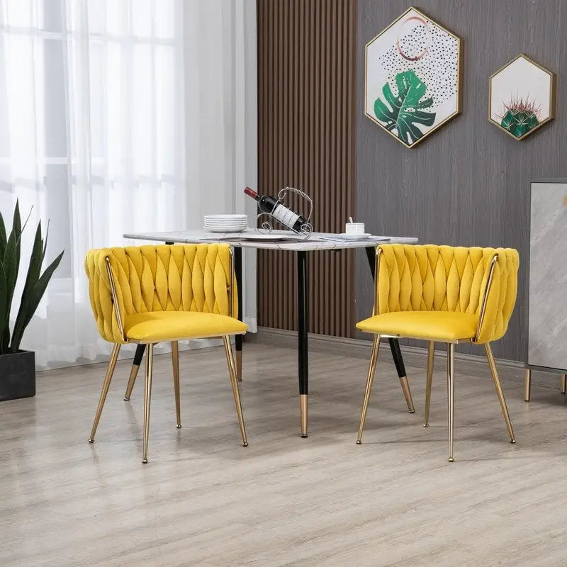 SEYNAR Modern Glam Velvet Dining Side Chair Set of 2 with Gold Metal Frame
