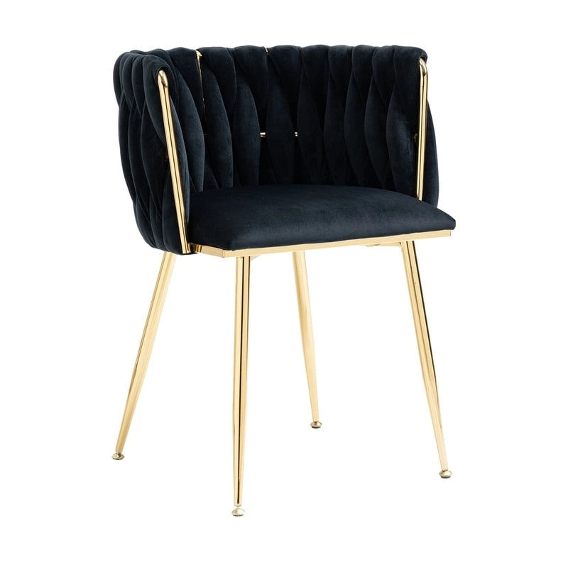 SEYNAR Modern Glam Velvet Dining Side Chair Set of 2 with Gold Metal Frame