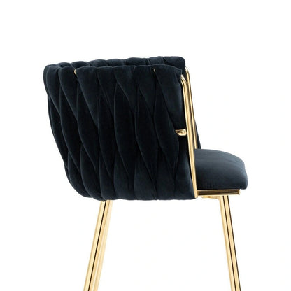 SEYNAR Modern Glam Velvet Dining Side Chair Set of 2 with Gold Metal Frame