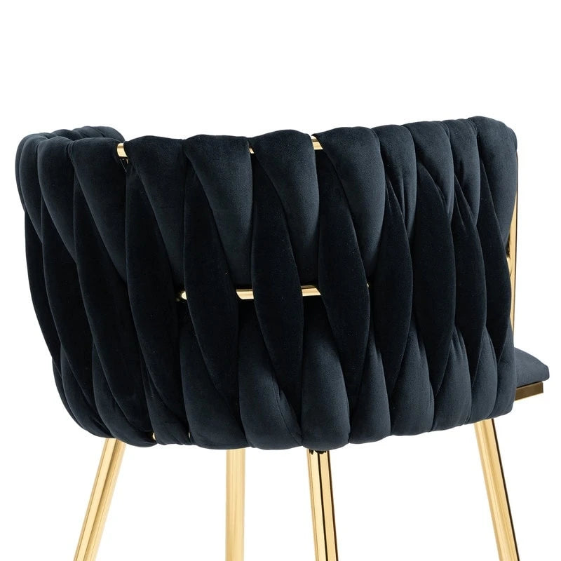 SEYNAR Modern Glam Velvet Dining Side Chair Set of 2 with Gold Metal Frame