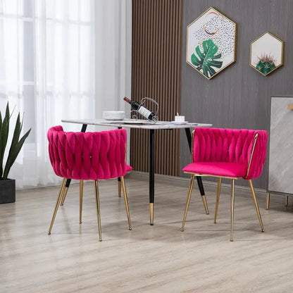 SEYNAR Modern Glam Velvet Dining Side Chair Set of 2 with Gold Metal Frame